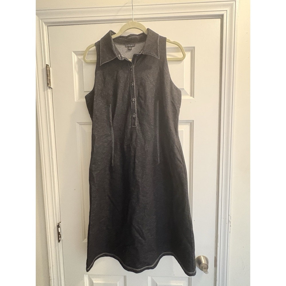 Lafayette 148 Women's Dress Denim Shirt Dress A Line Collar Stretch Black Size 8